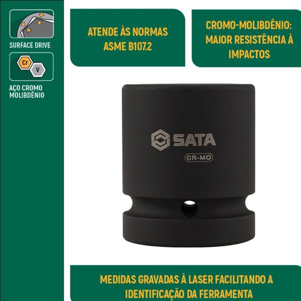 Soquete Impacto Sextavado 3/4 Pol. de 27mm Sata