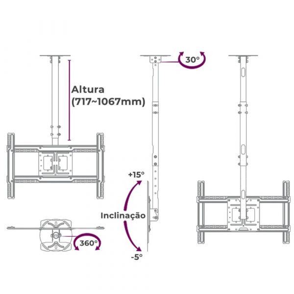 Suporte de Teto para TVs de 37 a 75