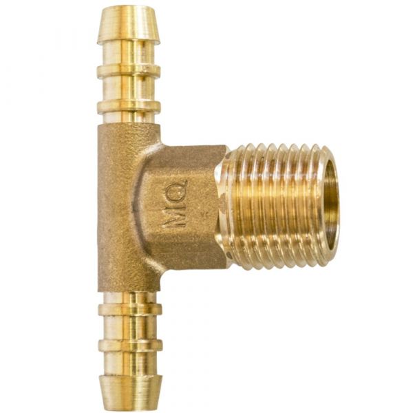 Tê de Latão 1/2 NPT (L) x BM 3/8 Pol. X BM 3/8 Pol. Maqenge