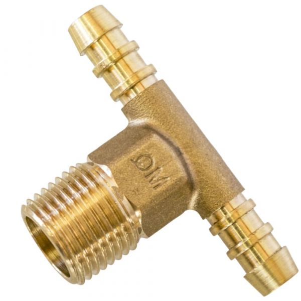 Tê de Latão 1/2 NPT (L) x BM 3/8 Pol. X BM 3/8 Pol. Maqenge