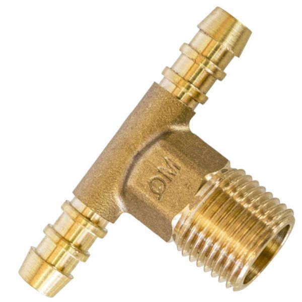 Tê de Latão 1/2 NPT (L) x BM 3/8 Pol. X BM 3/8 Pol. Maqenge