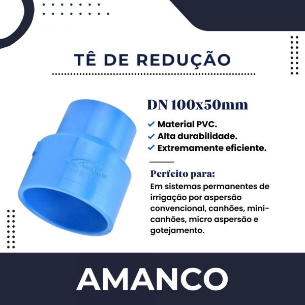 Tê de Redução Soldável Para Irrigação DN 100x50 Amanco