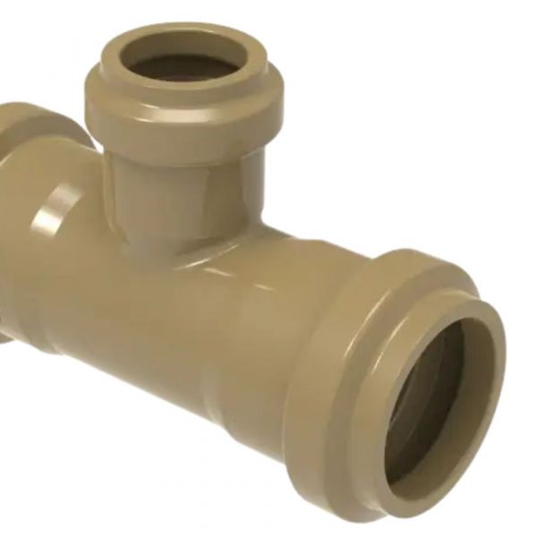 Tê Redução  PVC PBA Adutora Junta Elástica DN100 X DN50 BBB Asperbras