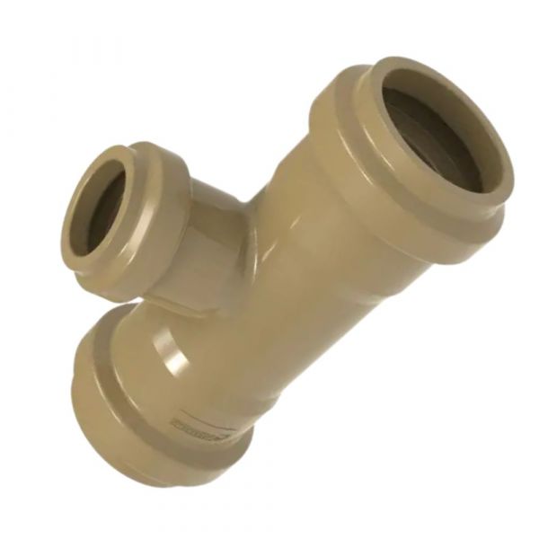 Tê Redução  PVC PBA Adutora Junta Elástica DN100 X DN50 BBB Asperbras
