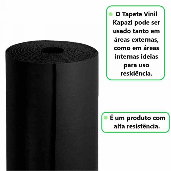 1 Metro de Tapete Vinil Silver 1,20m x 10mm Preto Kapazi