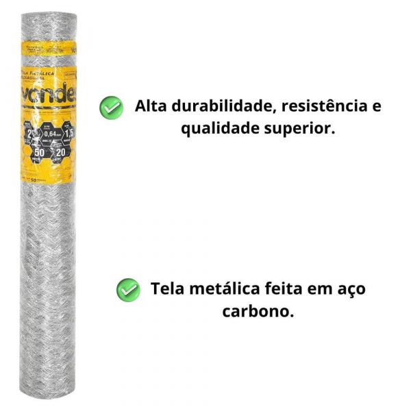 Tela Galinheiro Fio 23 Alt 1.5 x 50m Vonder