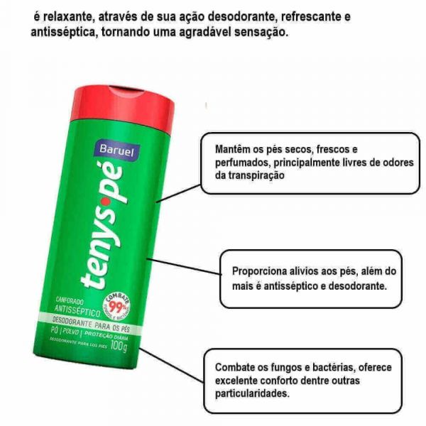 Talco Para Os Pés Tenys Pé Baruel Canforado Arcom