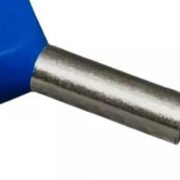 Terminal Tubular Duplo Ilhos 2,5mm Azul Lukma