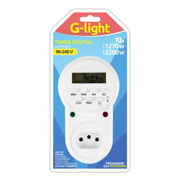 Timer Digital Branco Autovolt 10A G-Light