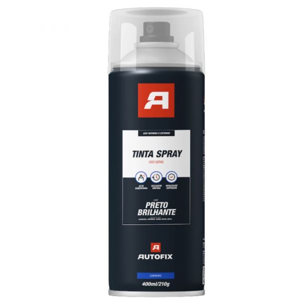 Tinta Spray Preto Brilhante 400ml Autofix
