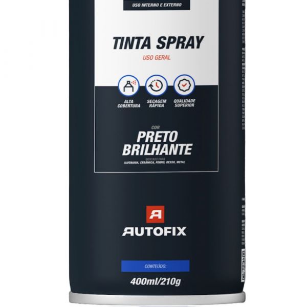 Tinta Spray Preto Brilhante 400ml Autofix