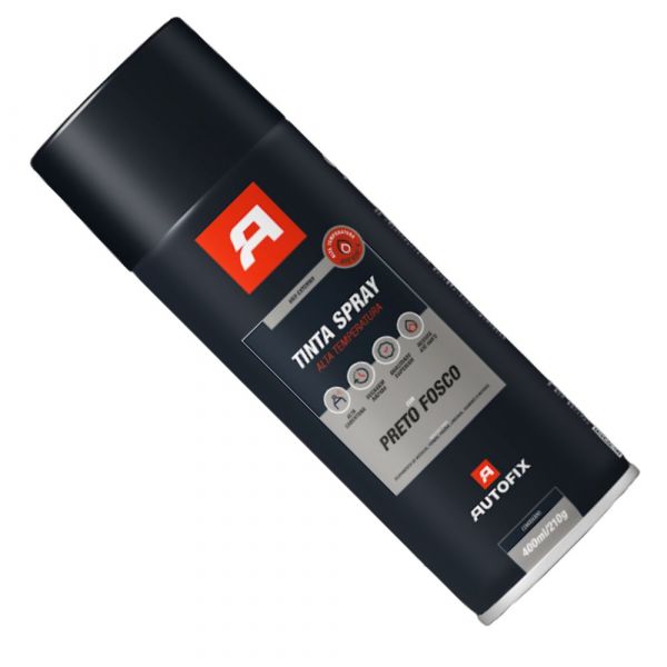 Tinta Spray Preto Fosco Alta Temperatura 400ml Autofix