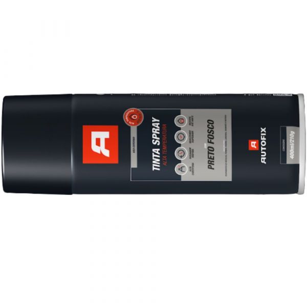Tinta Spray Preto Fosco Alta Temperatura 400ml Autofix