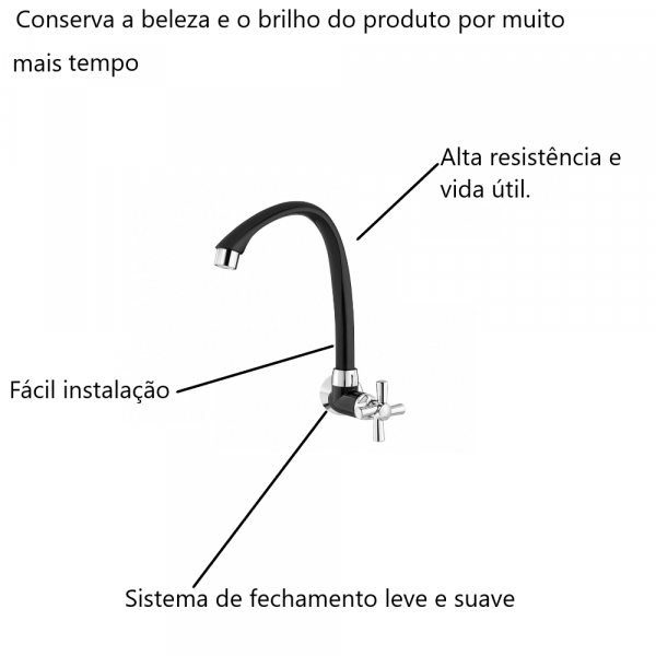 Torneira de Parede para Cozinha Alta Móvel Cross 1x2