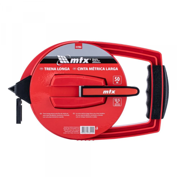Trena Longa de Aço com Fita Metálica 50M x 12,5mm 3122655 MTX