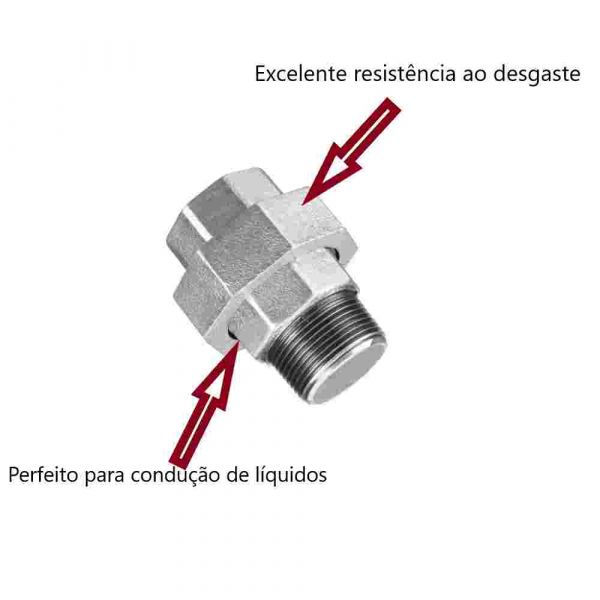União Ferro Galvanizada com Assento Cônico Macho-Fêmea 3/4