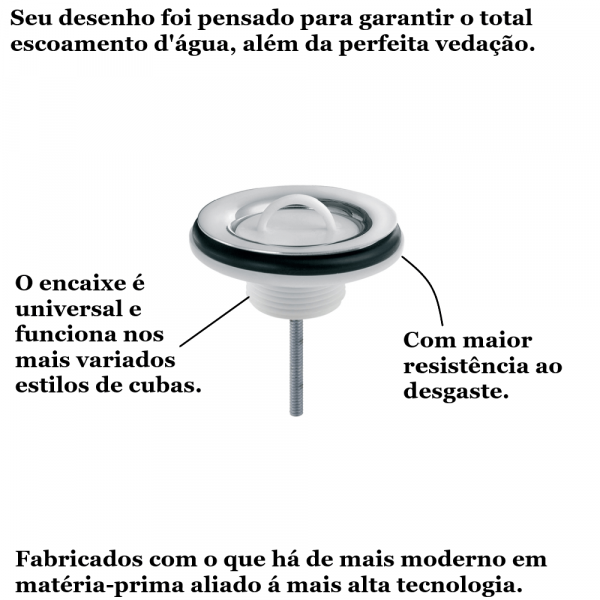 Válvula de Saída D'Água Universal para Lavatório Docol