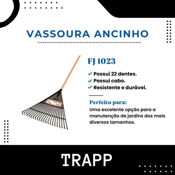 Vassoura Ancinho Preta Com Cabo Trapp FJ1023