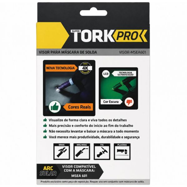 Visor 4k Completo para Máscara de Solda Msea 601 Pro Tork